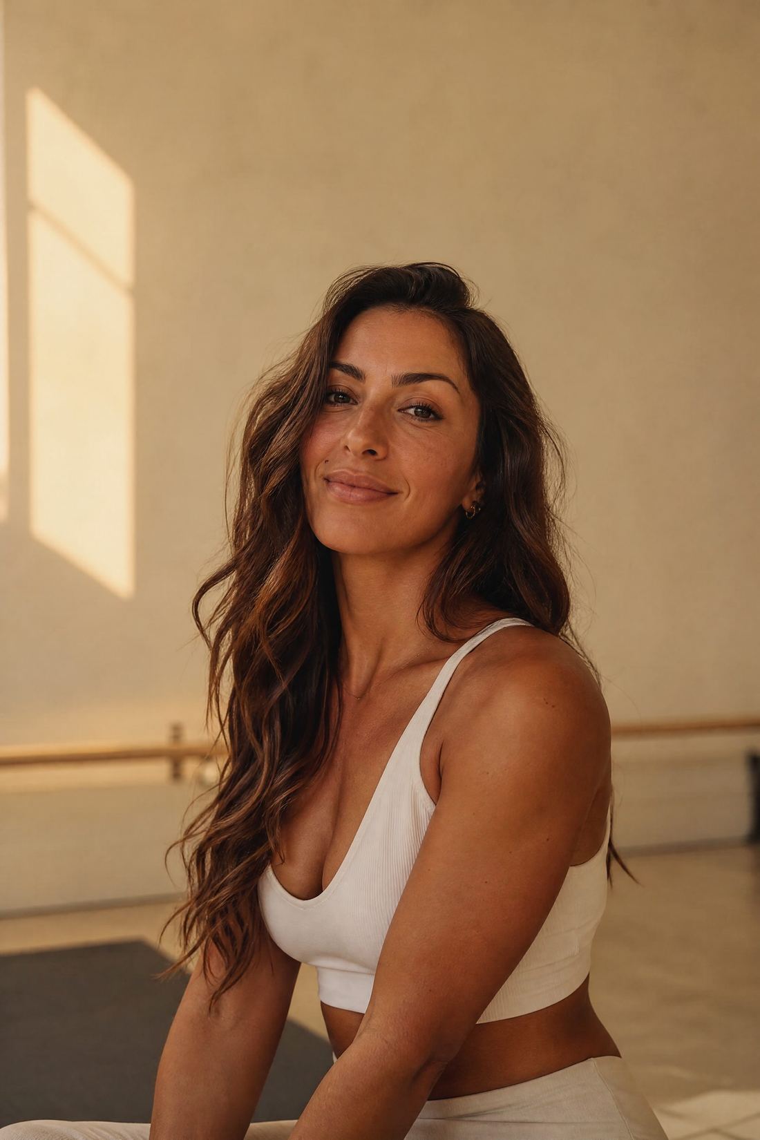 Ines Varga in a plain black T-shirt