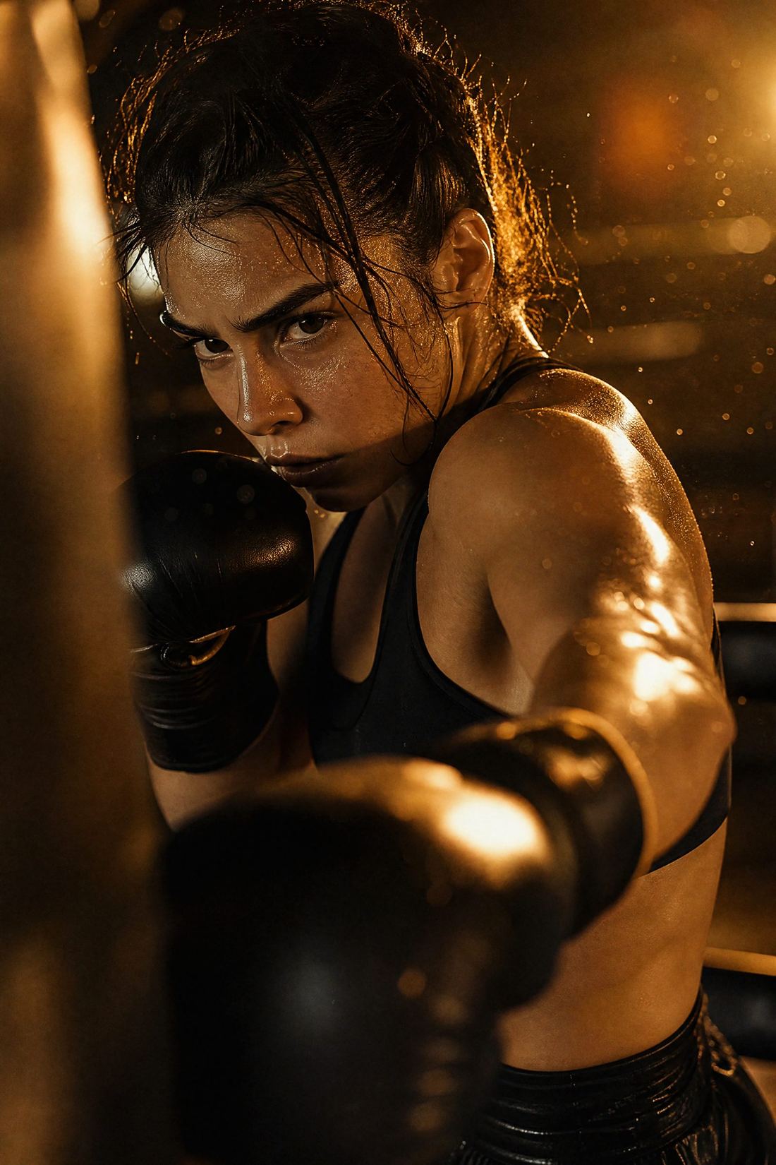 Member throwing a punch in boxing gloves